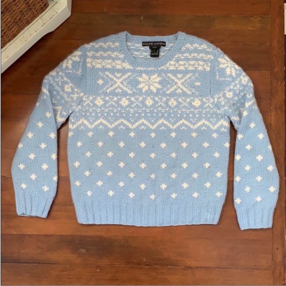 EUC Ralph Lauren Black Label Cashmere Blend Fair Isle Slim Fit Crewneck Sweater - Picture 5 of 15